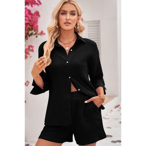 Black Two-Piece Short Set - Picture 2 of 5